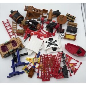 Huge Lot 2000's Fisher Price Imaginext Pirate Ship Accessories Weapons, Masts, +